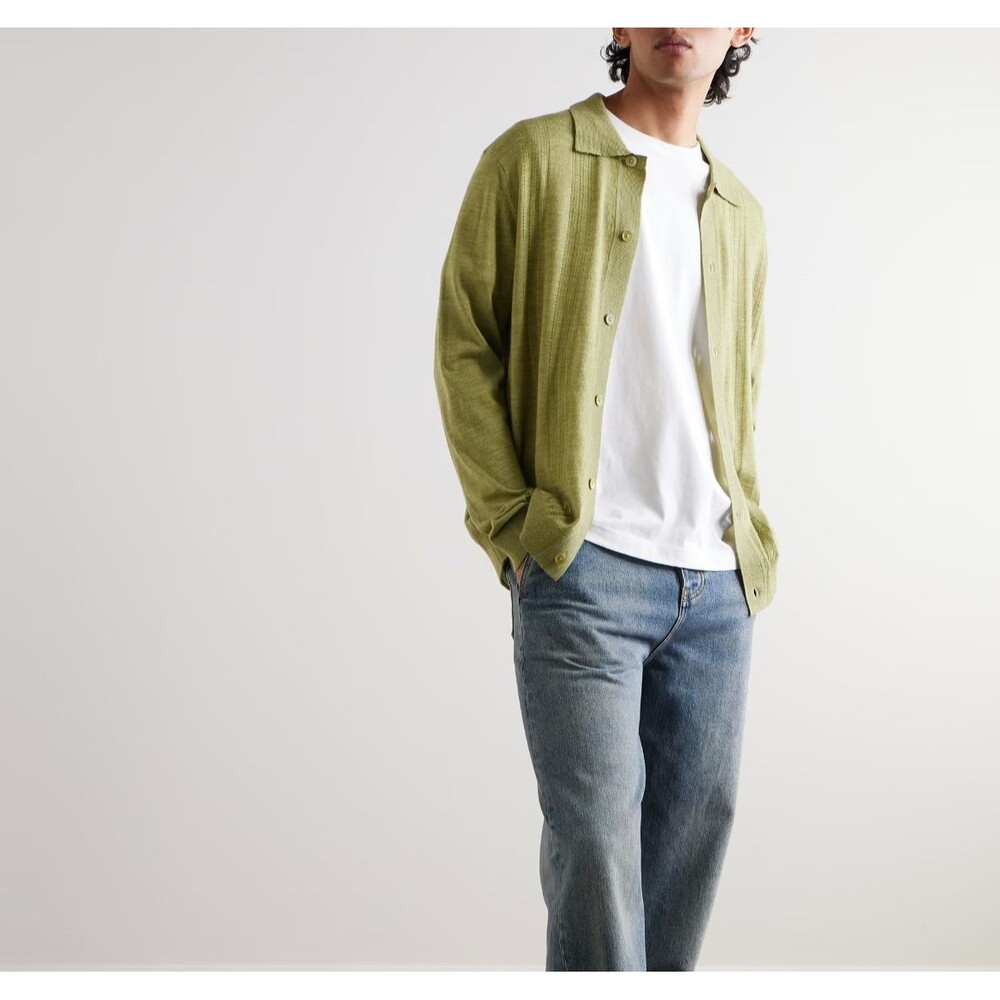 NN07 Sweater Mens XXL Green Button Up Cardigan Knit Wool Blend THOR POLO $245